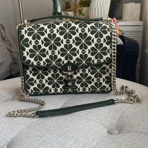 Kate Spade Flower Jacquard Locket Large Flap Shoulder Bag